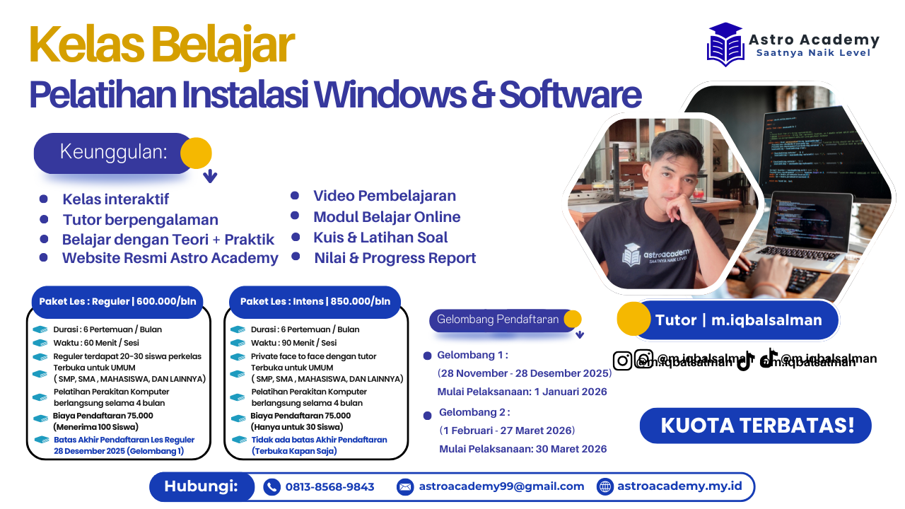 Pelatihan Instalasi Windows & Software By Astro Academy