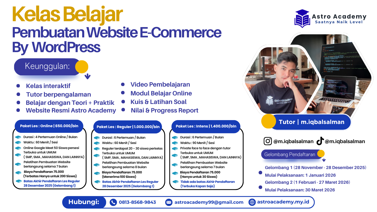 Pembuatan Website E-Commerce melalui WordPress By Astro Academy